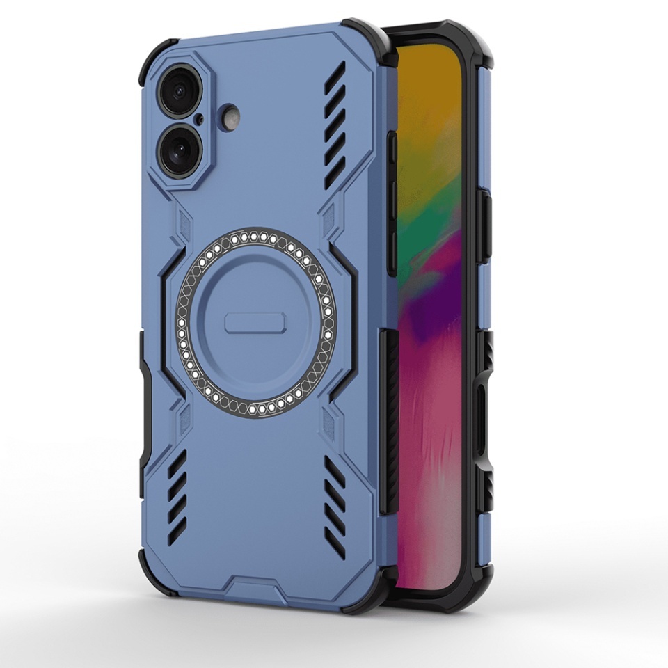 Husa pentru iPhone 16, SKYDDAR INOVATION, ArmorMag, Magsafe, set cu sticker, Albastru