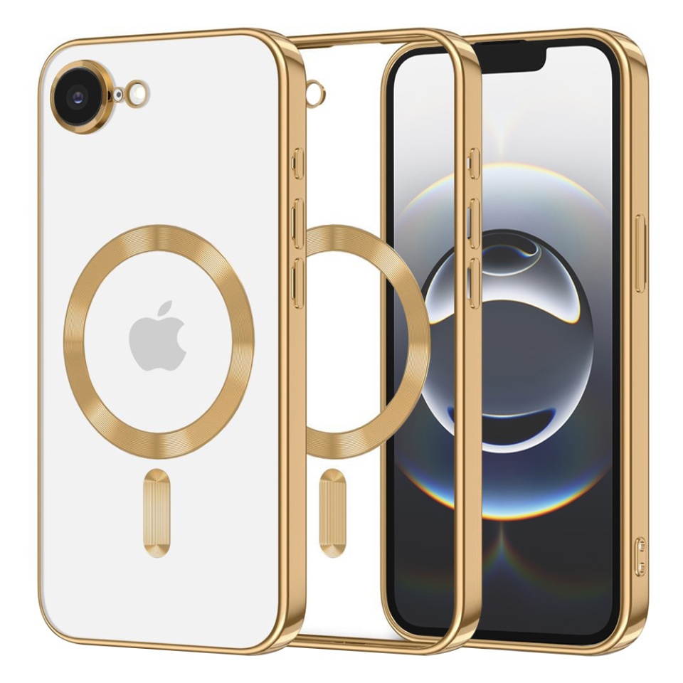 Husa pentru iPhone 16e, Luxury Shield Magsafe, Protectie Antisoc, set cu sticker, Auriu