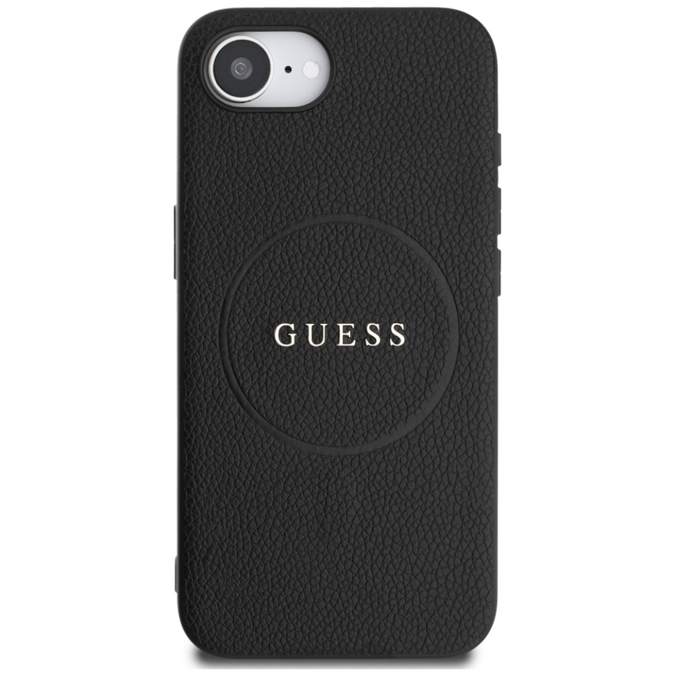 Husa pentru iPhone 16e, Saffiano Iridescent Script, Guess, Negru - 1 | YEO