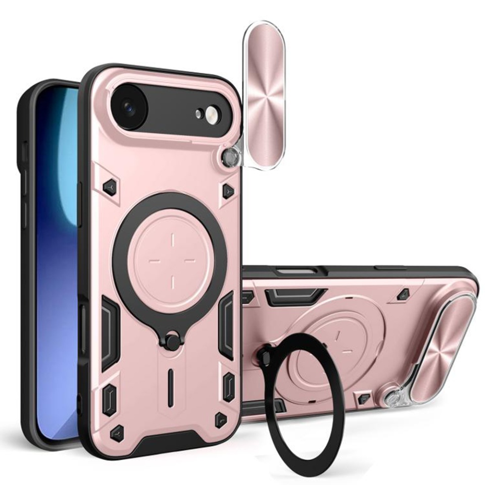Husa pentru iPhone 17 Air, SKYDDAR INNOVATION, CamGuard Pro, Inel Magnetic, Protectie Camera, set cu sticker, Roz auriu