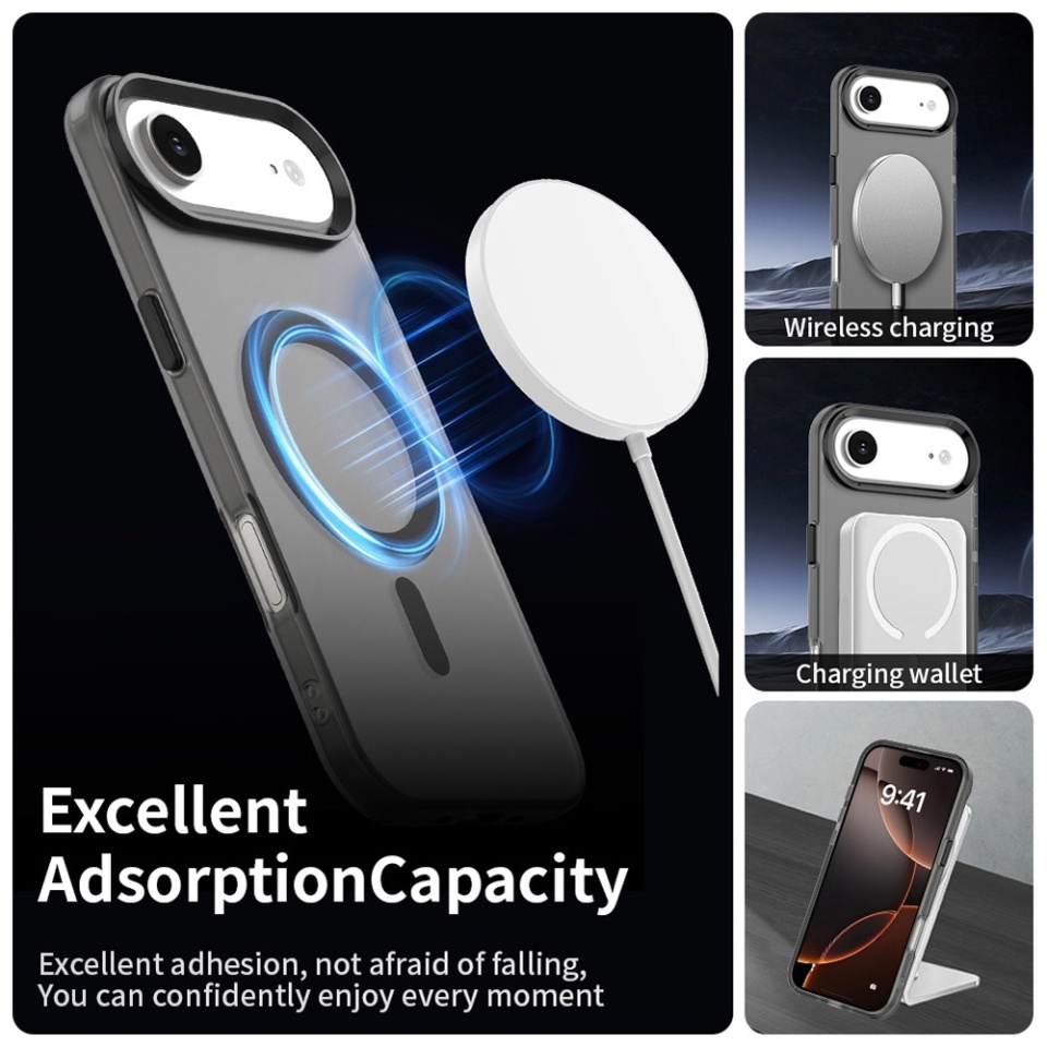 Husa pentru iPhone 17 Air, SKYDDAR INOVATION, CandyCase, Magsafe, set cu sticker, Negru - 1 | YEO