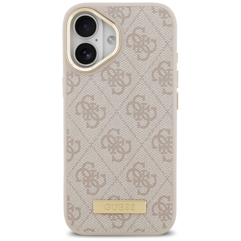 Husa pentru iPhone 17, Guess, Hardcase 4G Logo Plate MagSafe, Roz - 1 | YEO