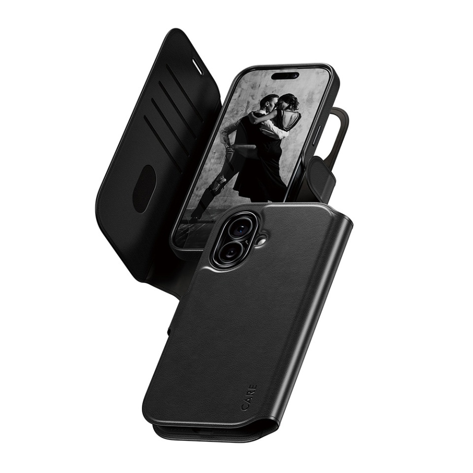 Husa pentru iPhone 17, PanzerGlass, CARE Feature MagSafe Case Tango Two-in-One Wallet, Tip Carte Detasabila 2in1 cu Portofel si Prindere Magnetica, Piele Ecologica, Antisoc, Negru