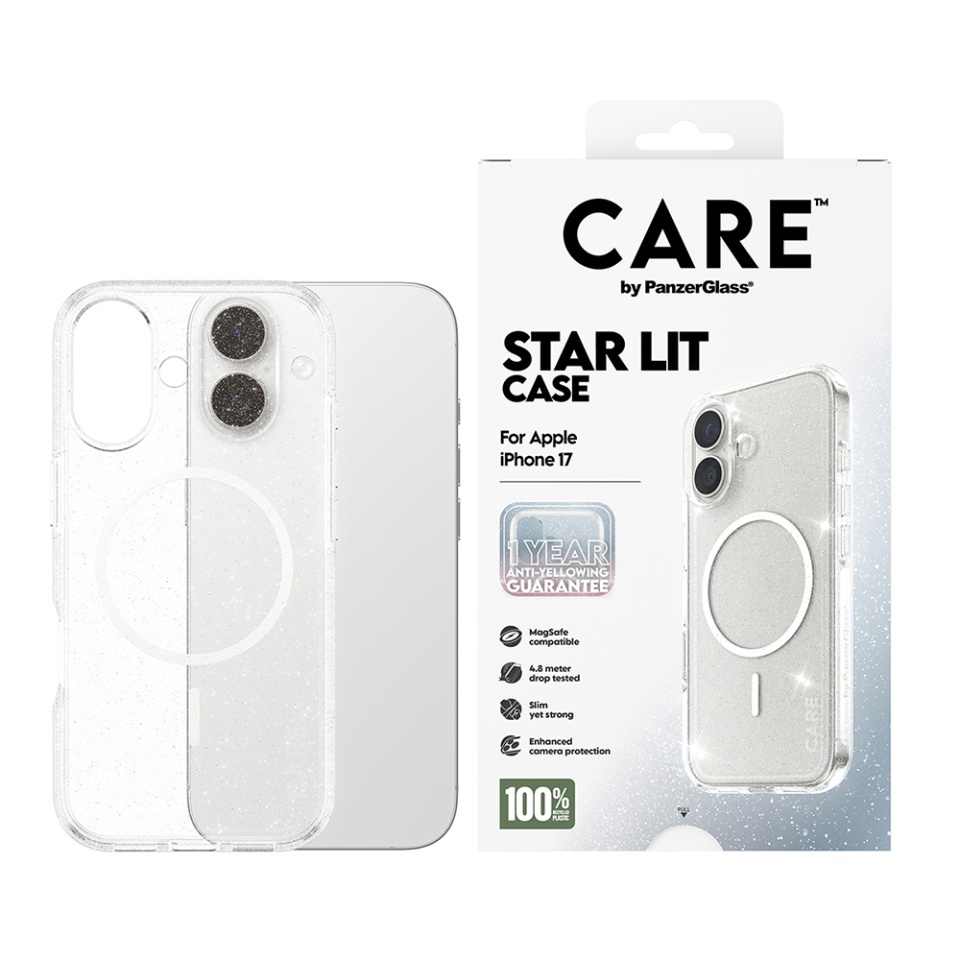 Husa pentru iPhone 17, PanzerGlass, CARE Flagship Urban Explorer Star Lit White MagSafe, Anti-Soc 4.8m, Anti-Ingalbenire, Design Slim, Compatibila MagSafe, Transparenta - 6
