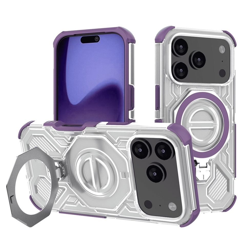 Husa pentru iPhone 17 Pro, Antisoc, SKYDDAR INOVATION, Carbon Shield PRO, Magsafe, set cu sticker, Mov