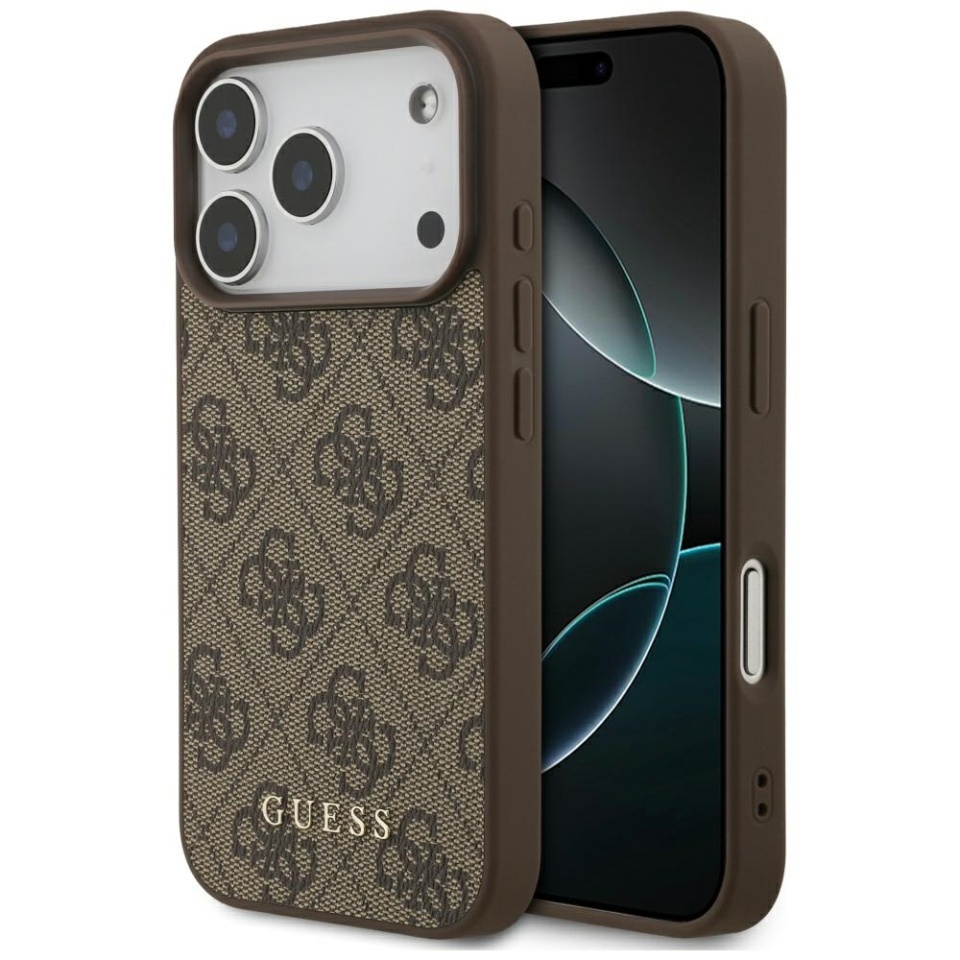 Husa pentru iPhone 17 Pro, Guess Hardcase 4G Classic, Maro