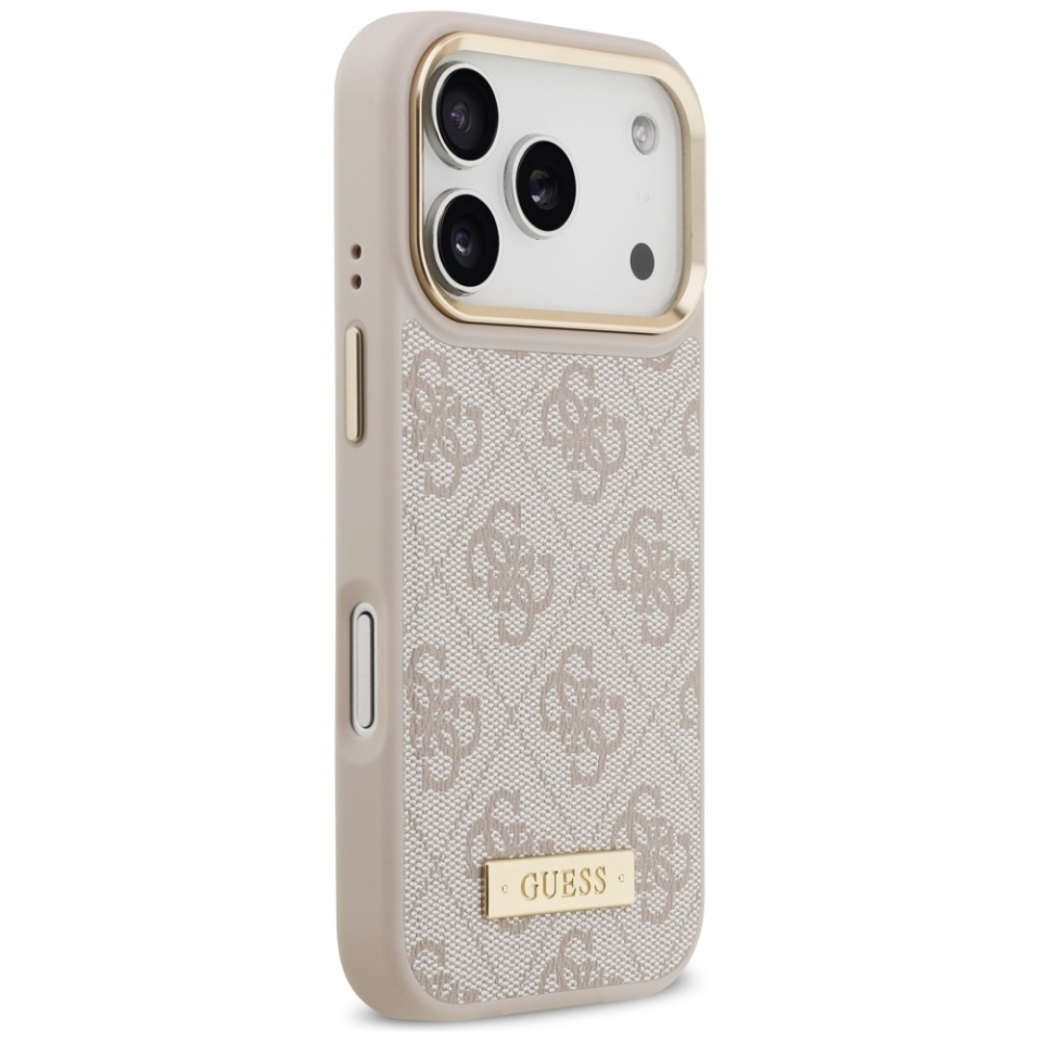 Husa pentru iPhone 17 Pro, Guess, Hardcase 4G Logo Plate MagSafe, Roz - 2 | YEO