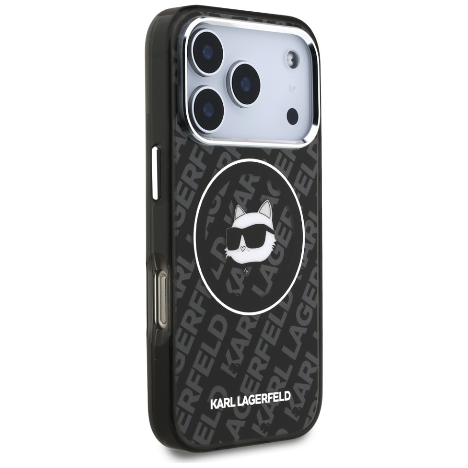 Husa pentru iPhone 17 Pro, IML Glitter K&C Heads Logo MagSafe, Clear Mono Karl&Choupette - 3 | YEO