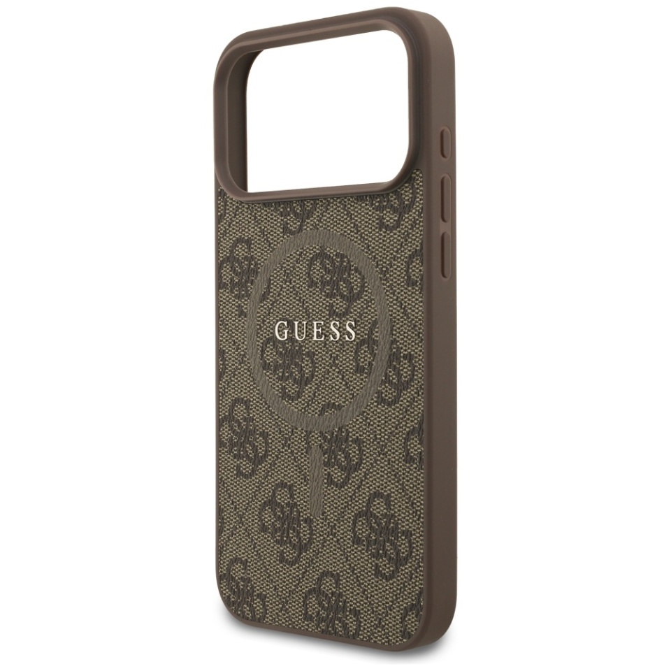 Husa pentru iPhone 17 Pro Max, 4G Ring Classic Logo MagSafe, Guess, Maro - 1 | YEO