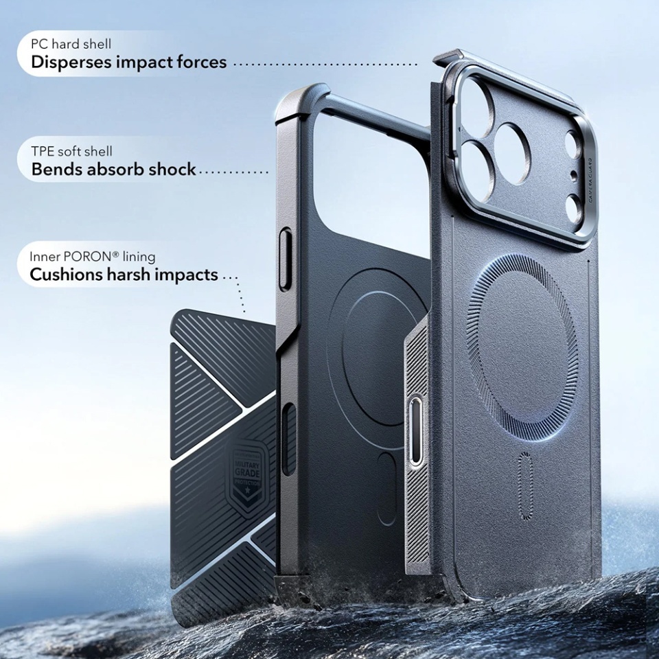 Husa pentru iPhone 17 Pro Max, ESR Cyber Armor Kickstand, Gri - 3 | YEO