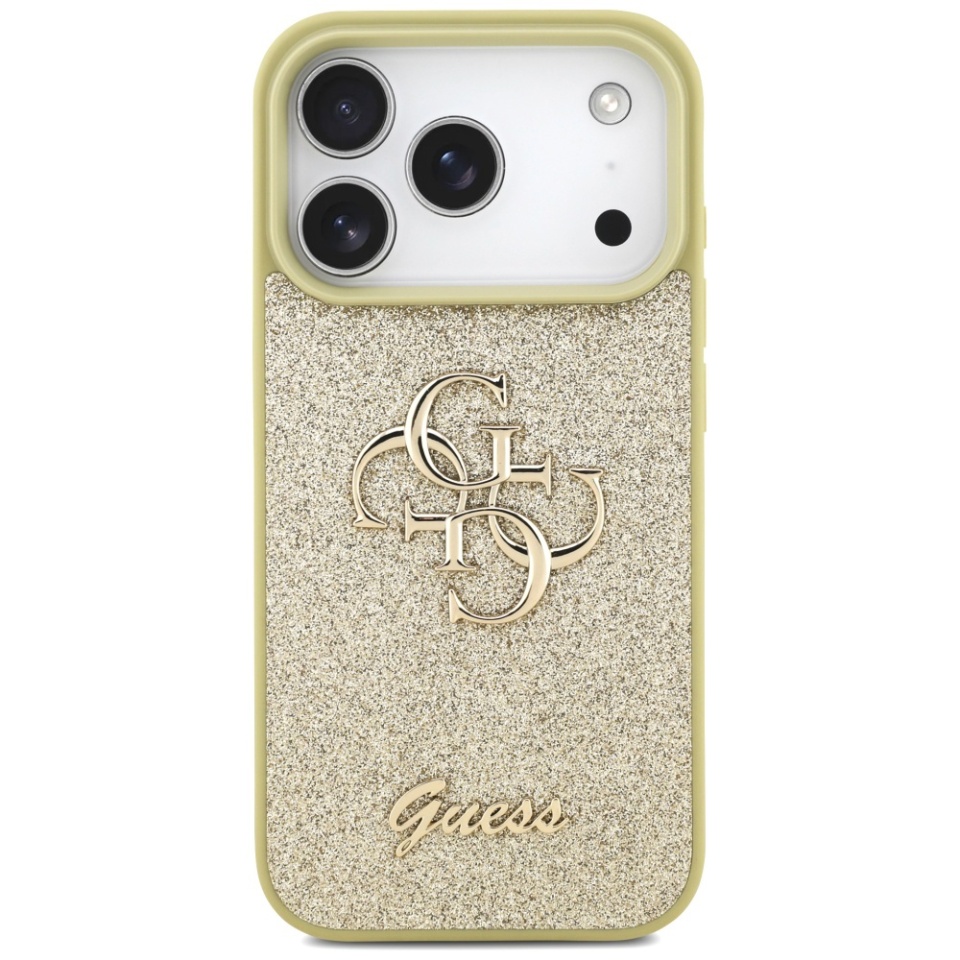 Husa pentru iPhone 17 Pro Max, Glitter Fixed Big 4G, Protectie Slim, Guess, Auriu - 1 | YEO