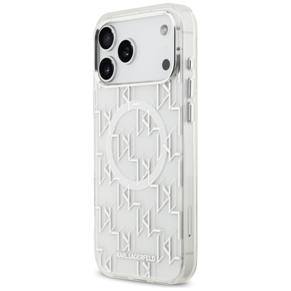 Husa pentru iPhone 17 Pro Max, IML Glitter K&C Heads Logo MagSafe, Clear Mono Karl&Choupette - 3 | YEO