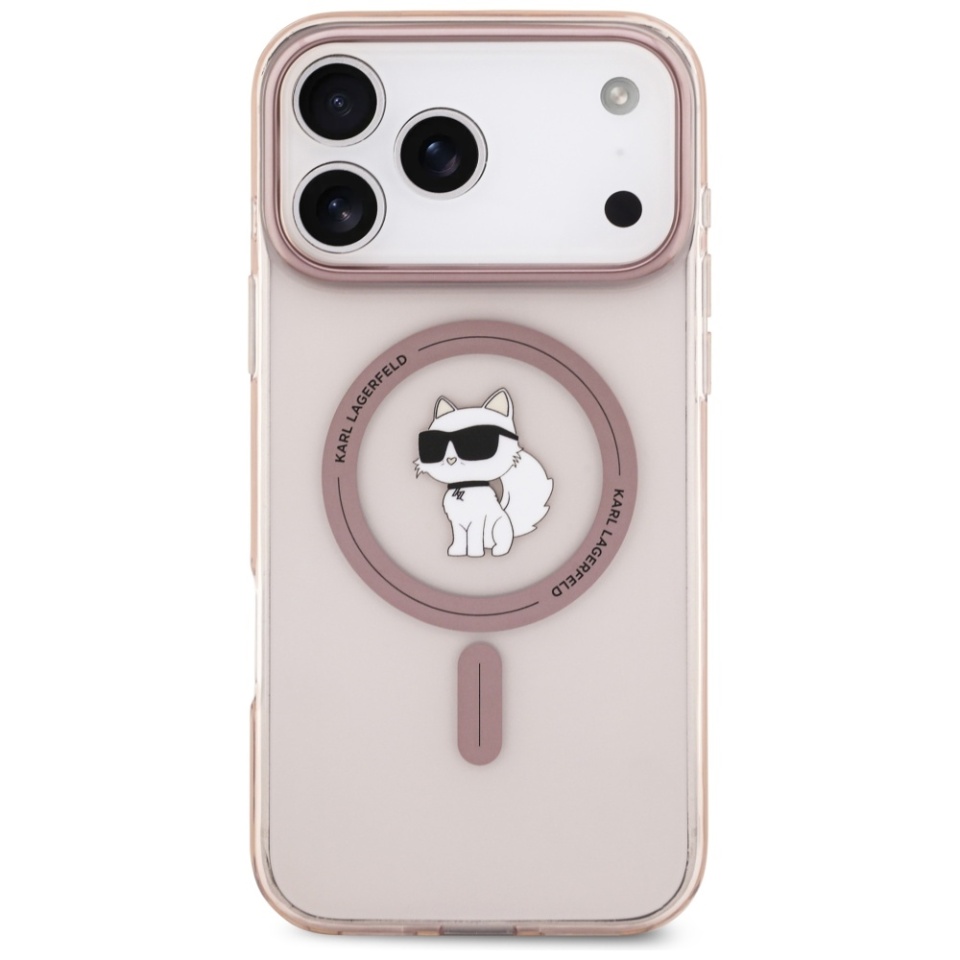 Husa pentru iPhone 17 Pro Max, IML Glitter K&C Heads Logo MagSafe, Clear Mono Karl&Choupette - 1 | YEO