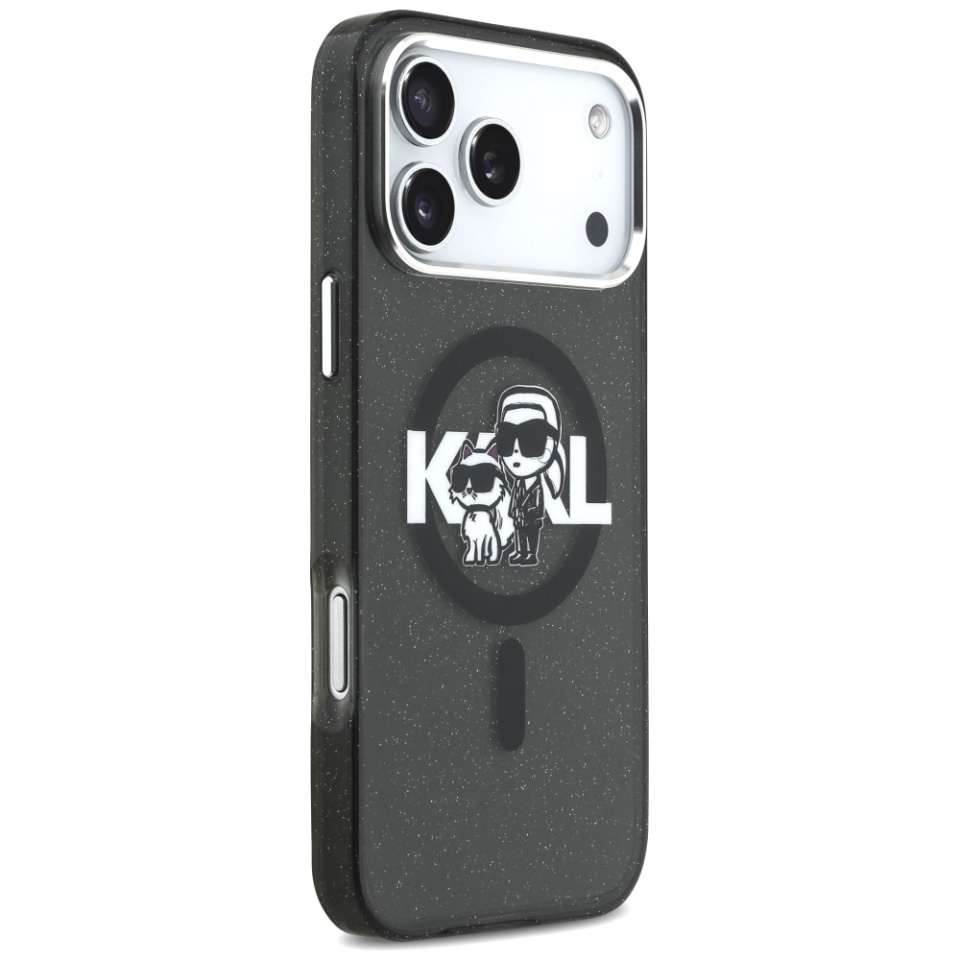 Husa pentru iPhone 17 Pro Max, IML Glitter K&C Heads Logo MagSafe, Clear Mono Karl&Choupette - 3 | YEO