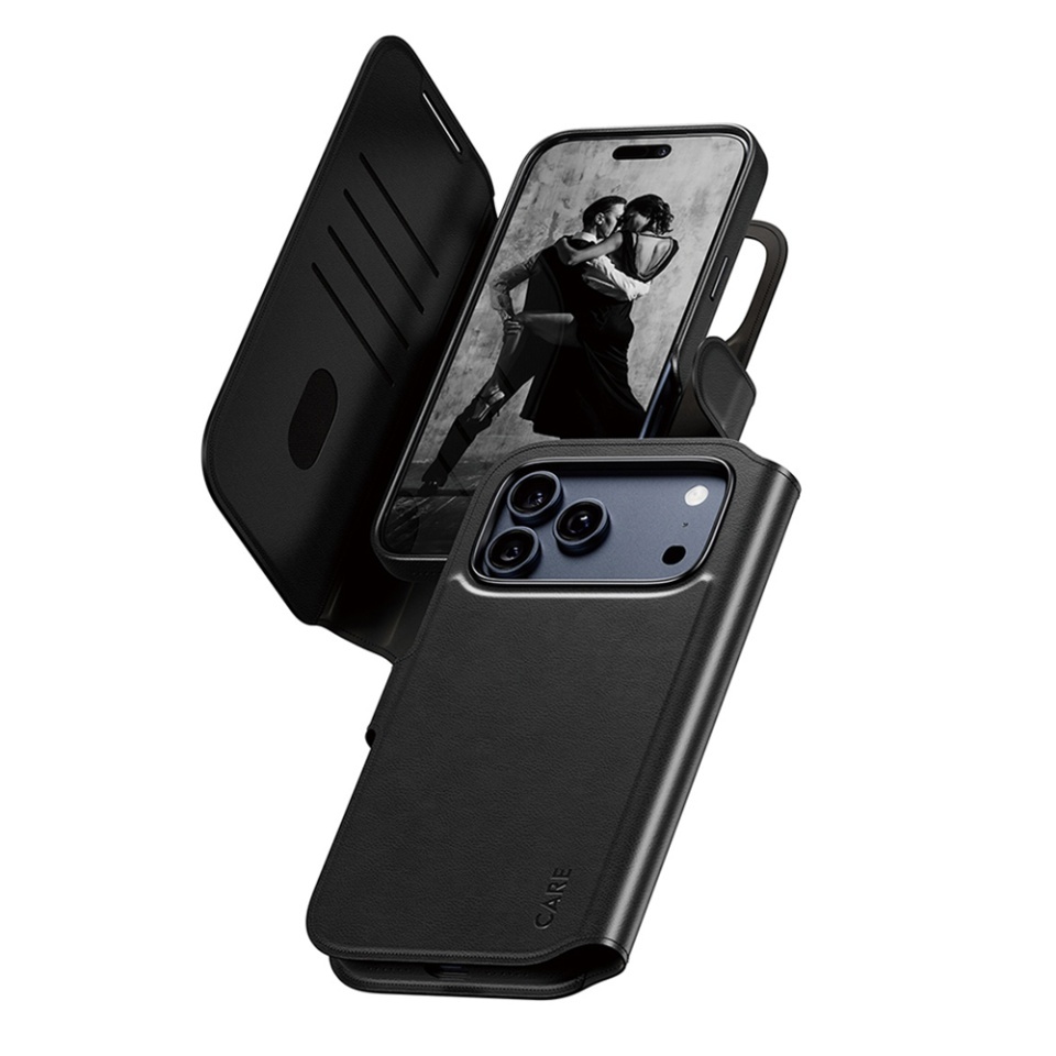Husa pentru iPhone 17 Pro Max, PanzerGlass, CARE Feature MagSafe Case Tango Two-in-One Wallet, Tip Carte Detasabila 2in1 cu Portofel si Prindere Magnetica, Piele Ecologica, Antisoc, Negru