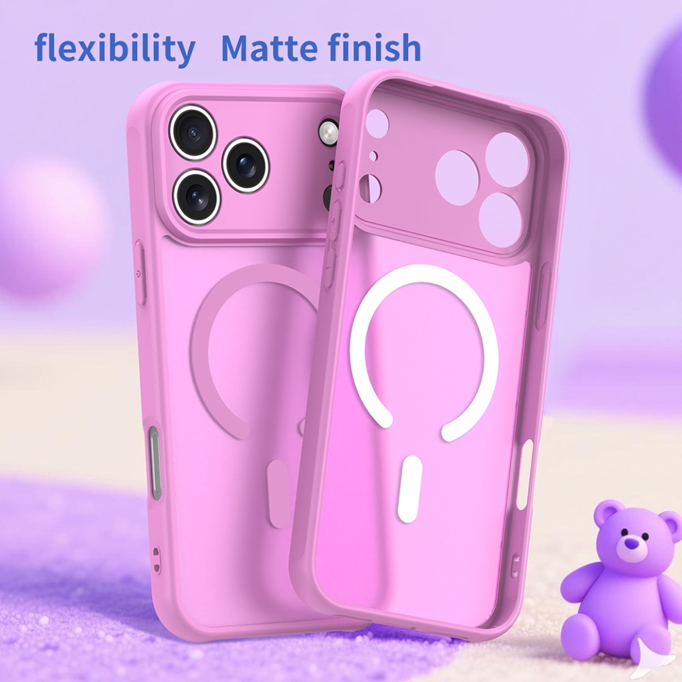 Husa pentru iPhone 17 Pro Max, SKYDDAR INNOVATION, HaloFrost MagSafe II, Antisoc, set cu sticker, Roz - 1 | YEO