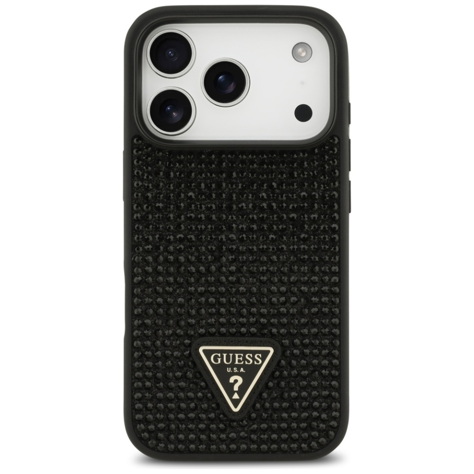 Husa pentru iPhone 17 Pro, Rhinestone Triangle, Guess, Negru - 1 | YEO