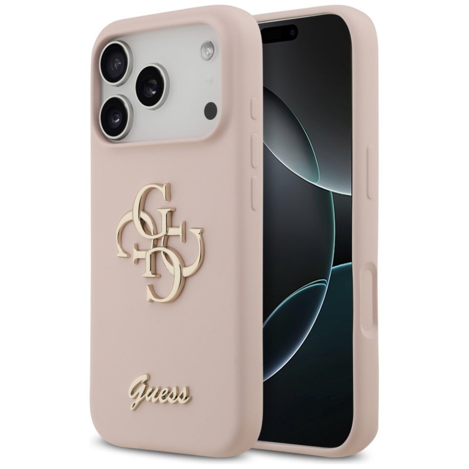 Husa pentru iPhone 17 Pro, Silicone Big 4G Script, Protectie Slim, Roz deschis