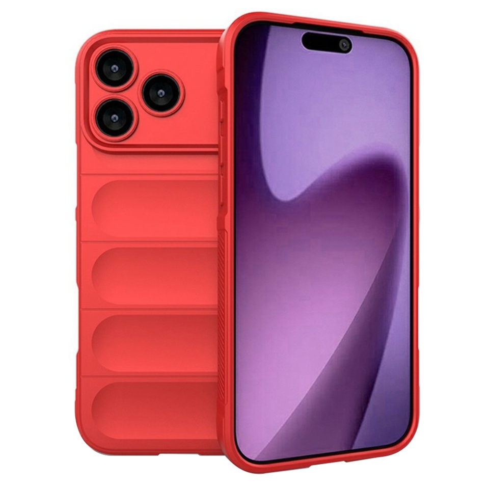 Husa pentru iPhone 17 Pro, SKYDDAR INNOVATION, Magic Shield, din Silicon Mat, set cu sticker, Rosu