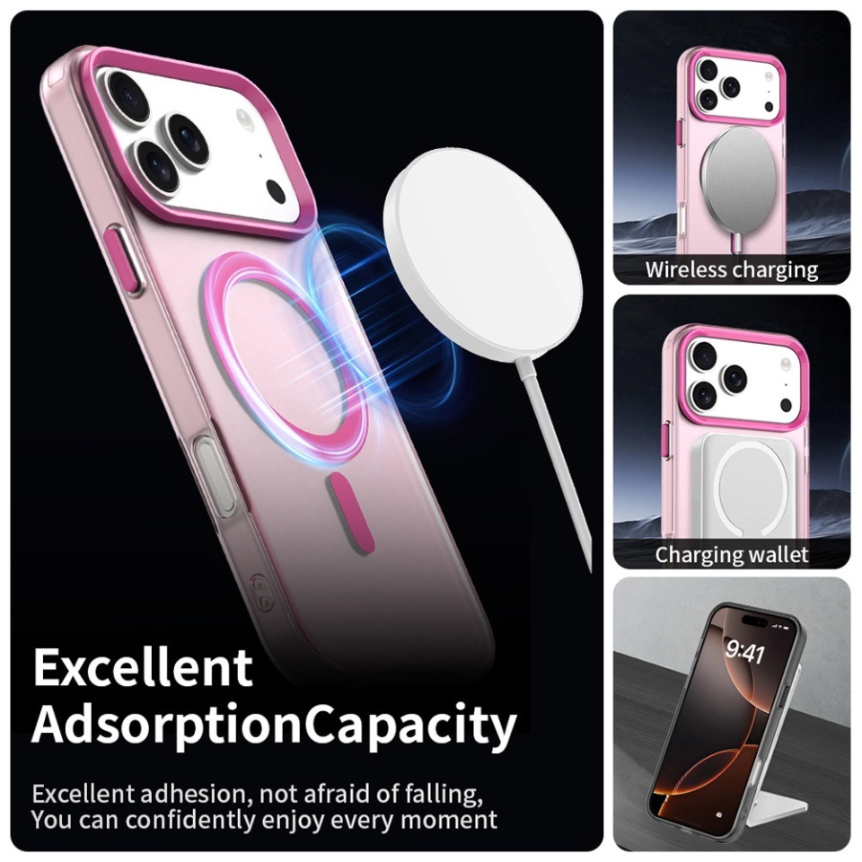 Husa pentru iPhone 17 Pro, SKYDDAR INOVATION, CandyCase, Magsafe, set cu sticker, Roz - 1 | YEO