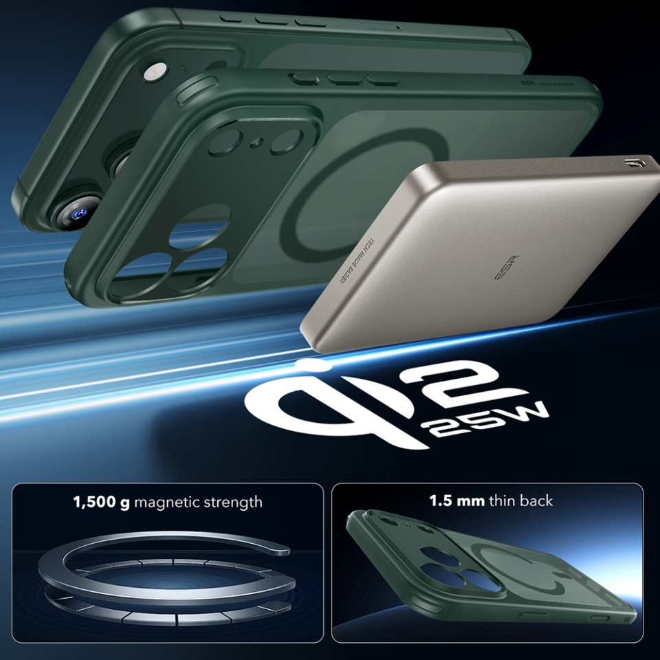Husa pentru iPhone 17 Pro, slim, ESR Classic Hybrid HaloLock, Verde - 1 | YEO