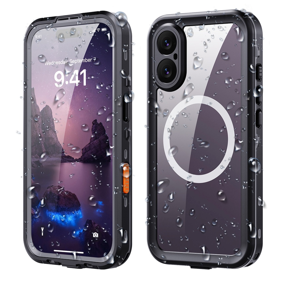 Husa pentru iPhone 17, ShellBox, Waterproof IP68 Case, Full Body, Protectie Totala, Anti-Soc, Rezistenta la Apa si Praful, Negru