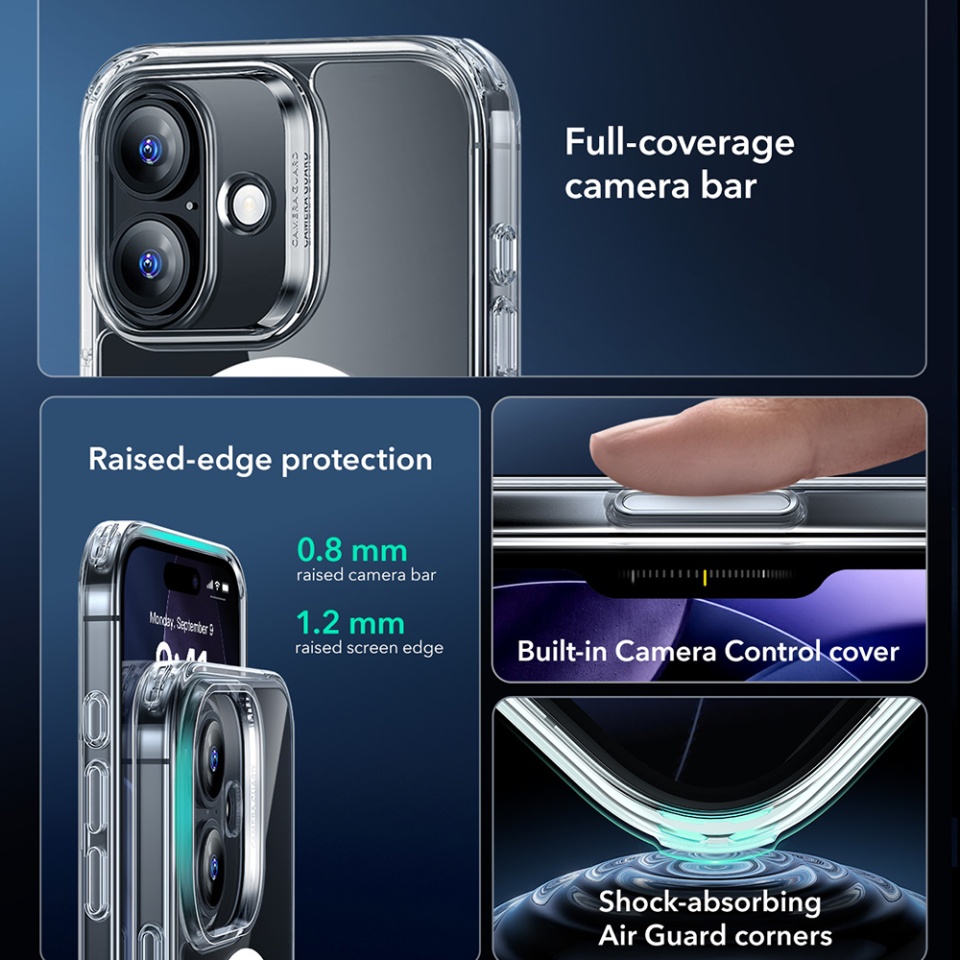 Husa pentru iPhone 17, slim, ESR Classic Hybrid HaloLock, Transparenta - 3 | YEO