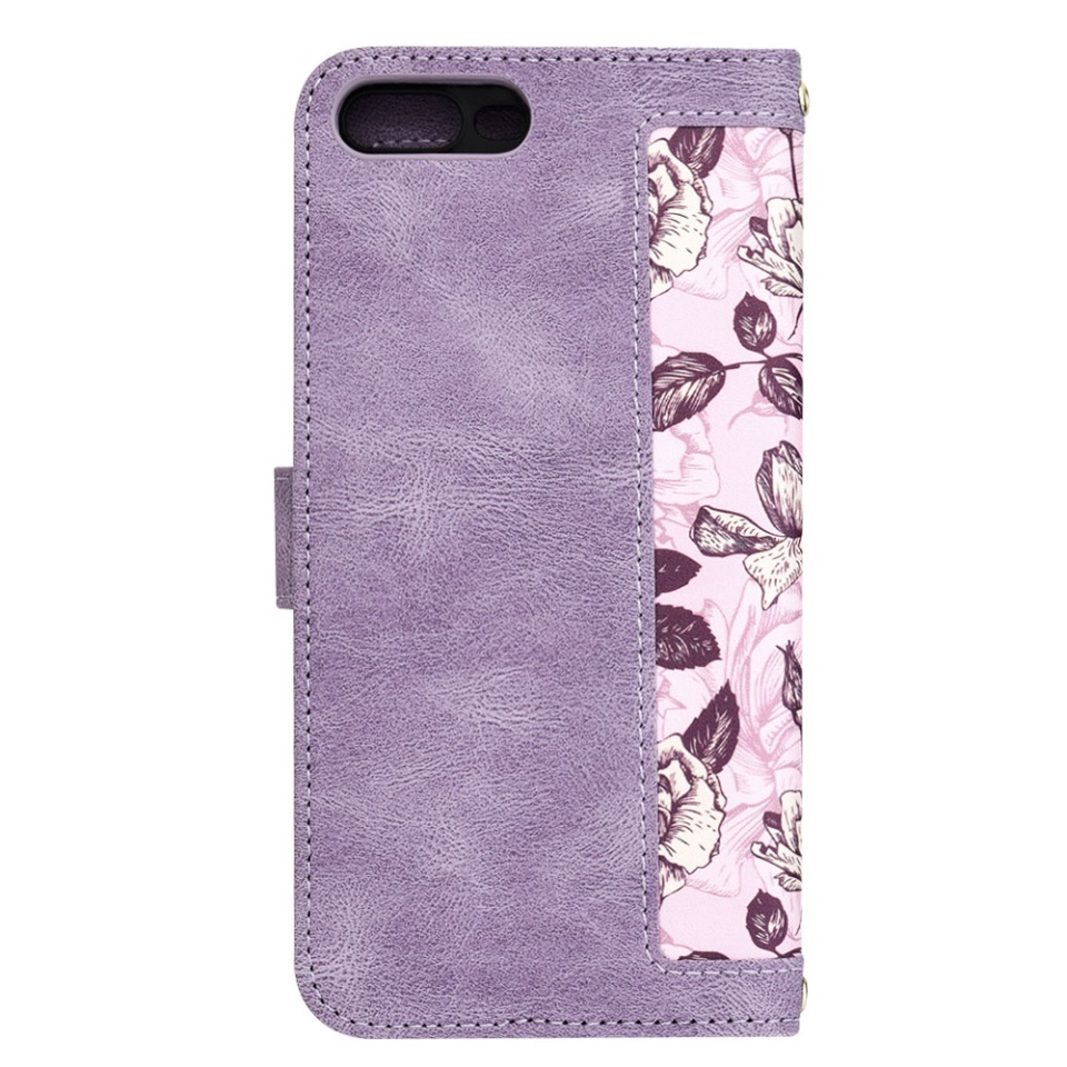 Husa pentru iPhone 8 Plus / 7 Plus, SKYDDAR INNOVATION, Flipcraft din Piele Ecologică, Stand Integrat, Buzunare pentru Carduri, set cu sticker, Mov - 2 | YEO
