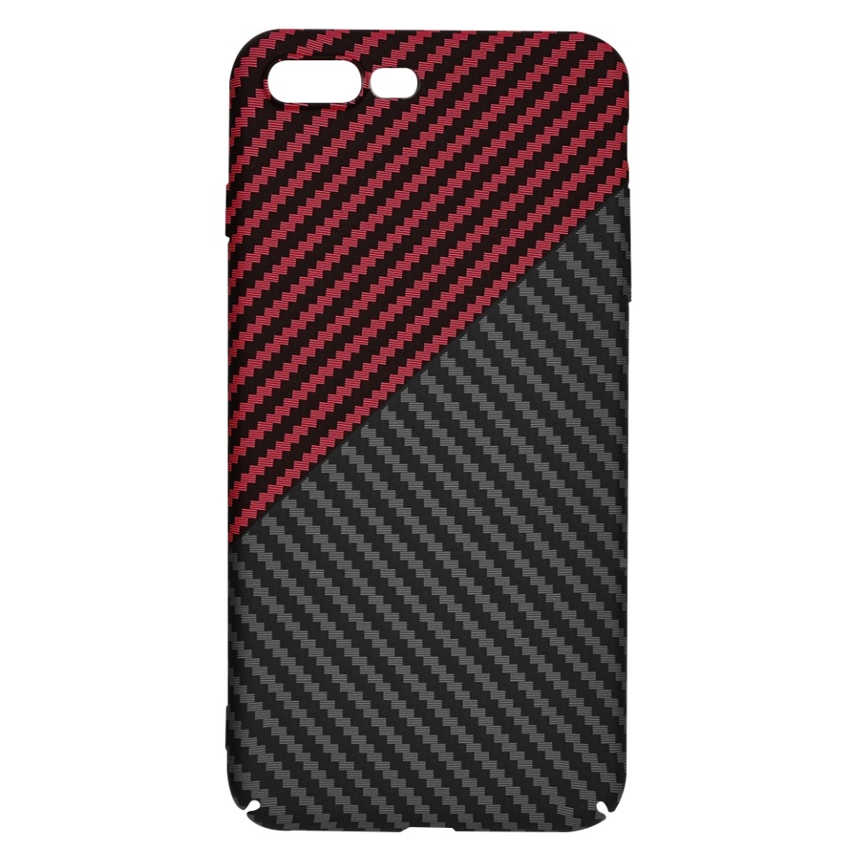 Husa pentru iPhone 8 Plus / 7 Plus, SKYDDAR INNOVATION, textura carbon, Carbonite FiberShell, set cu sticker, Rosu inchis, - 3 | YEO