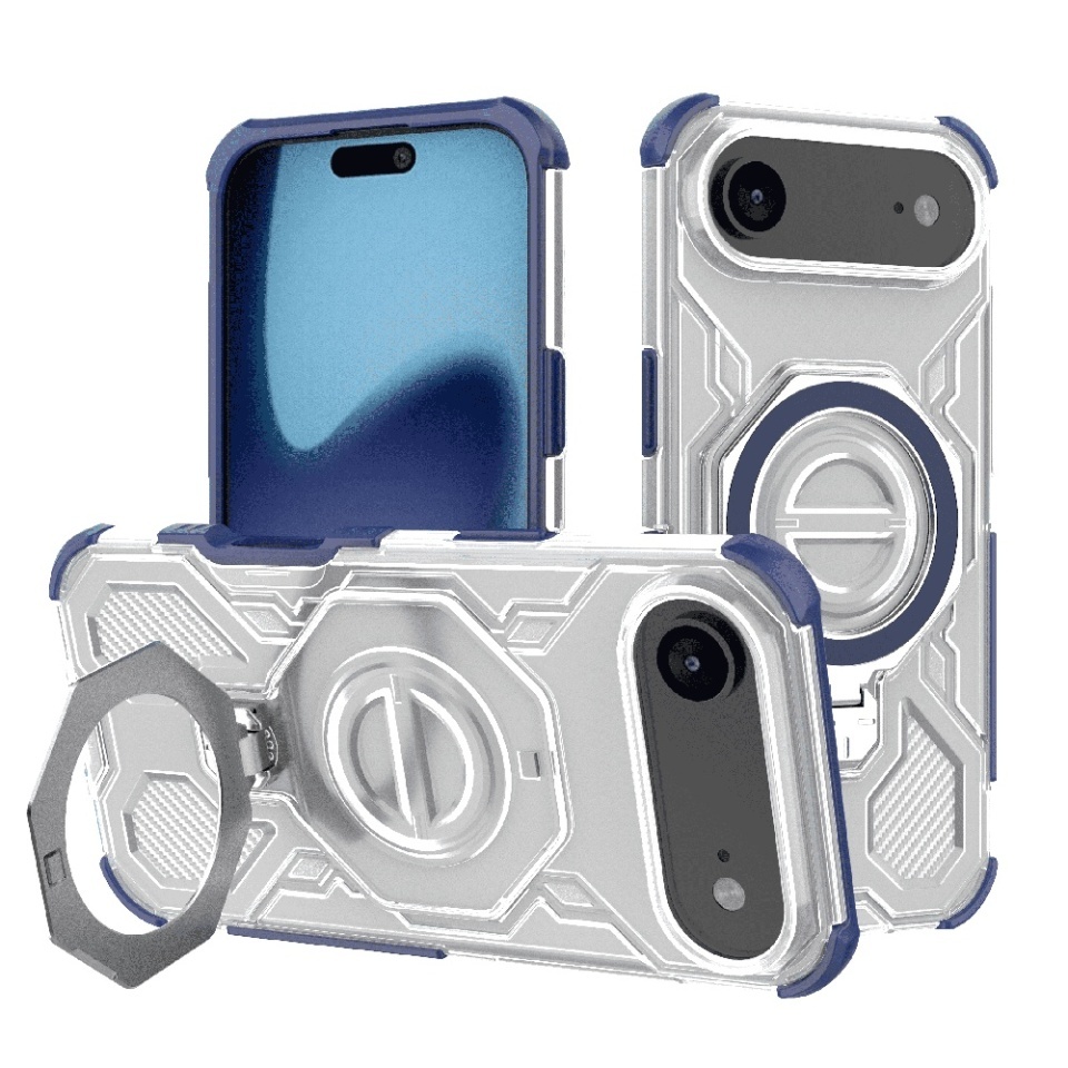 Husa pentru iPhone Air, Antisoc, SKYDDAR INOVATION, Carbon Shield PRO, Magsafe, set cu sticker, Albastru