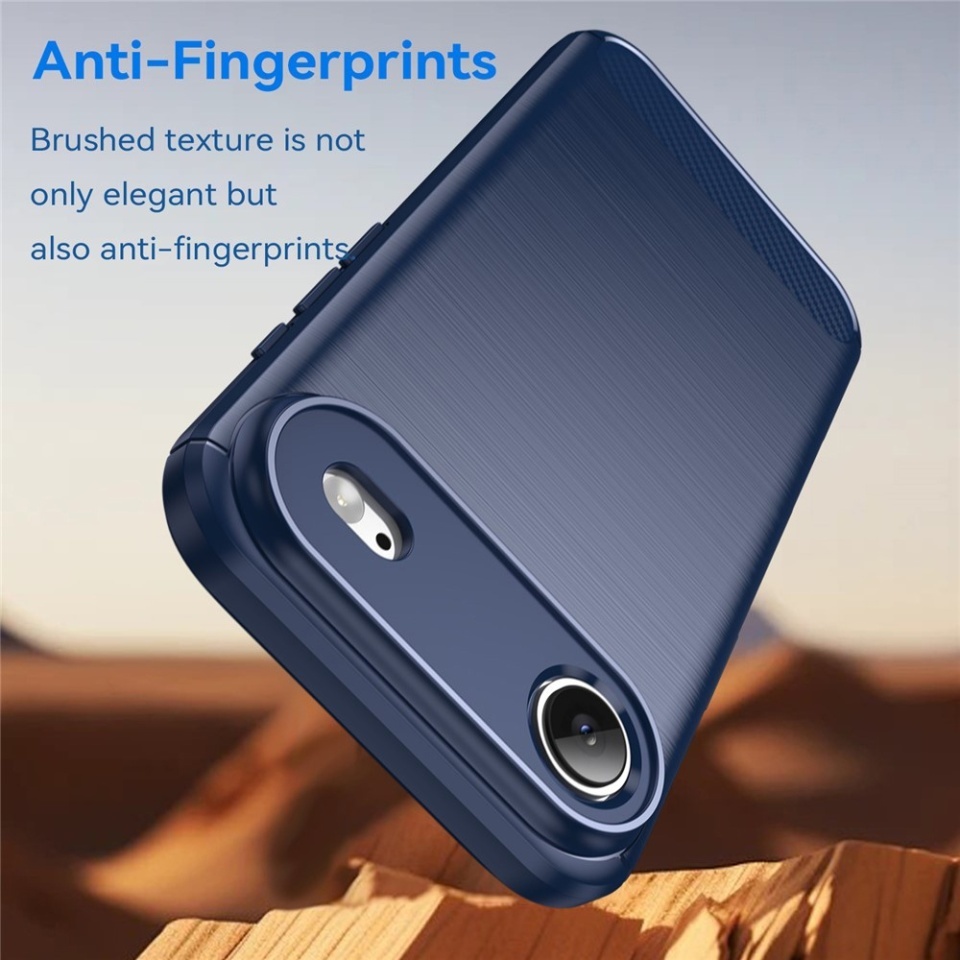 Husa pentru iPhone Air, SKYDDAR INNOVATION, Carbon Silicone, din Silicon Slim, cu textura Fibra Carbon, set cu sticker, Albastru - 2 | YEO