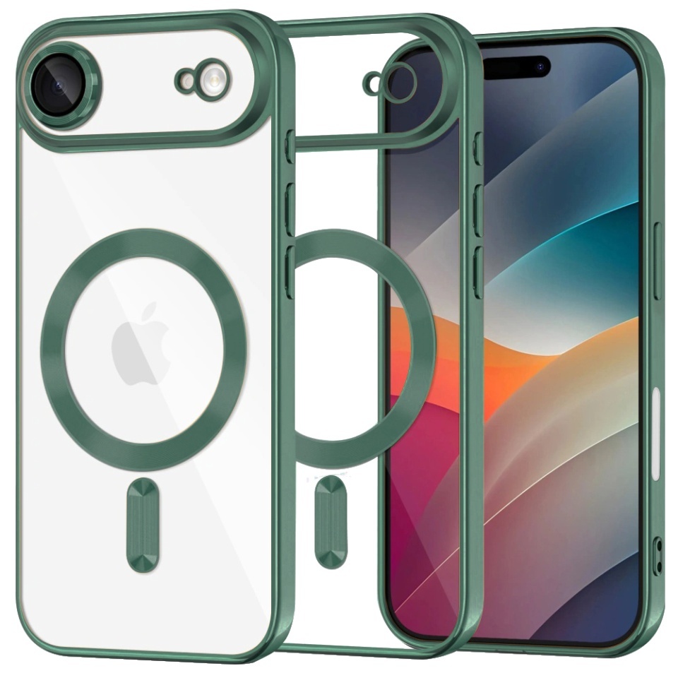 Husa pentru iPhone Air, SKYDDAR INNOVATION, Luxury Shield Magsafe, Protectie Antisoc, set cu sticker, Verde inchis