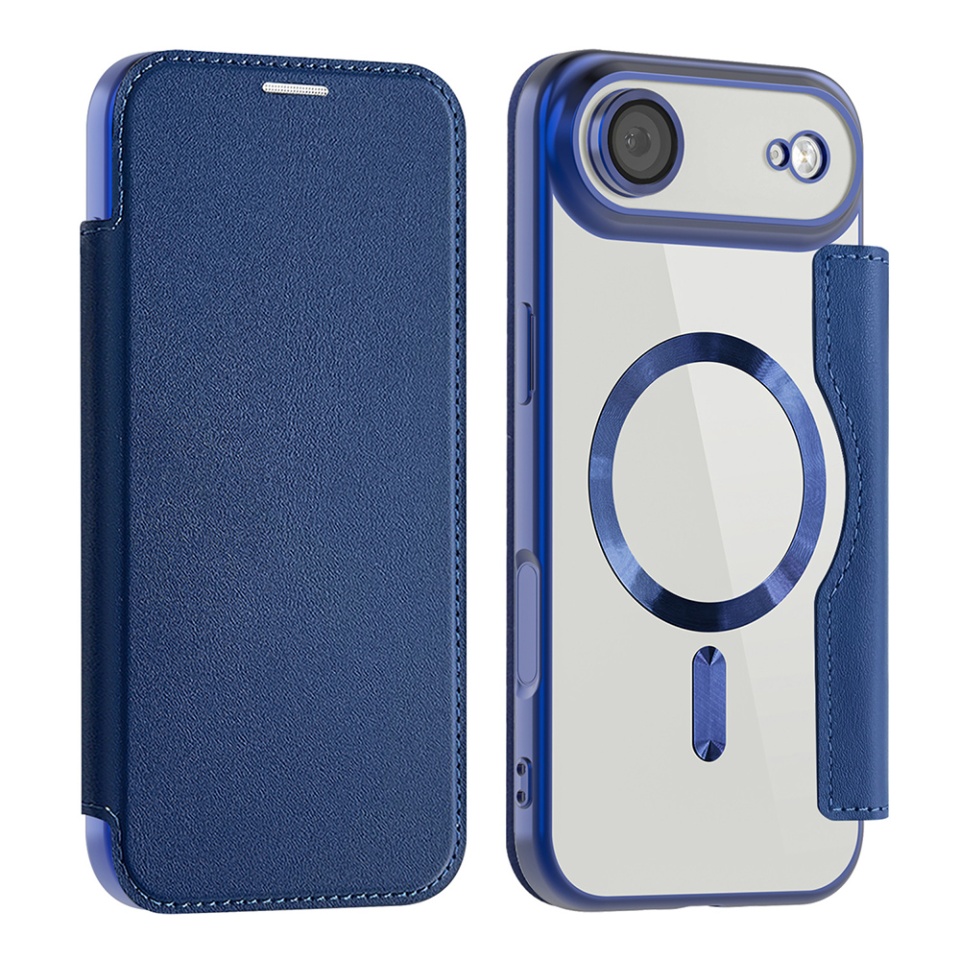 Husa pentru iPhone Air tip carte, SKYDDAR INOVATION, SmartMag Book, Magsafe, RFiD, Suport Carduri, set cu sticker, Albastru - 1 | YEO