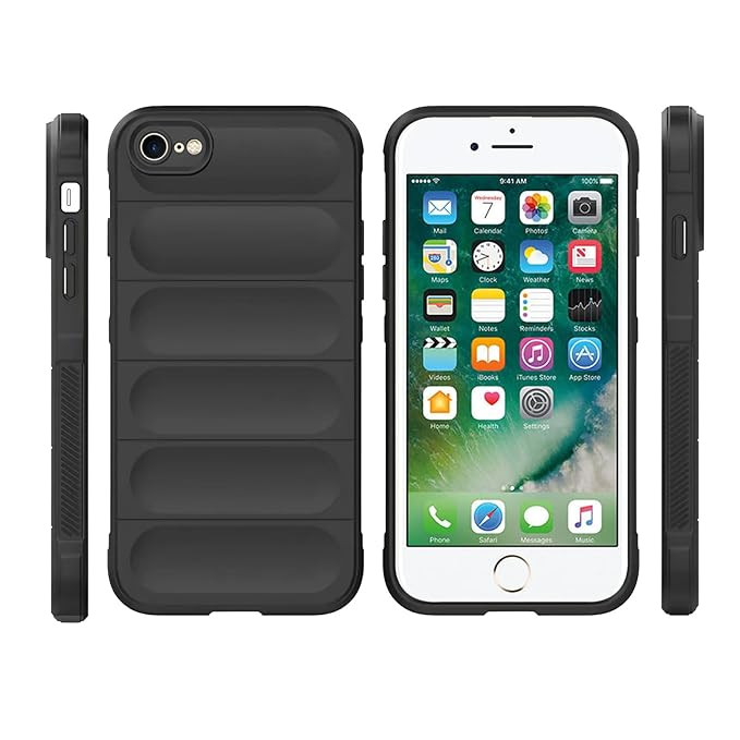 Husa pentru iPhone SE 2, SE 2020 / 7 / 8 / SE 3, SE 2022 eleganta, din silicon mat, SKDR Vogue - Negru - 1 | YEO