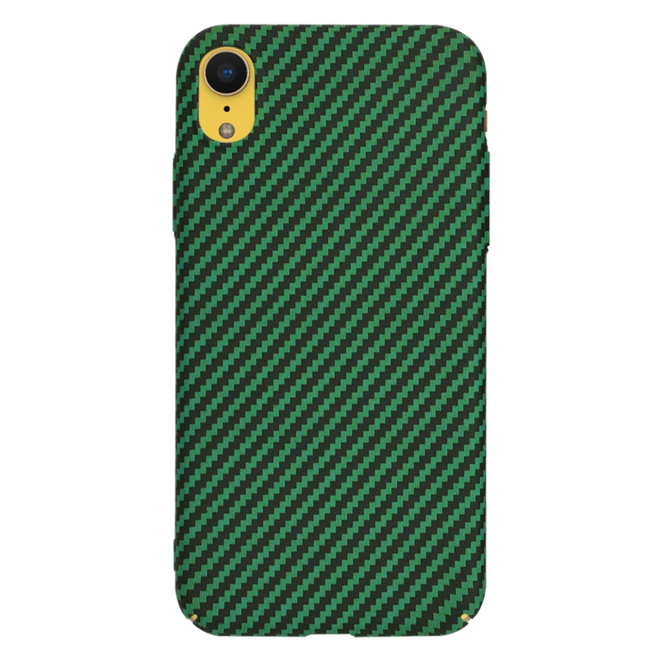 Husa pentru iPhone XR, Finisaj Premium cu Textura de Carbon, Design Elegant, SKDR CarbonFlex - Verde - 2 | YEO