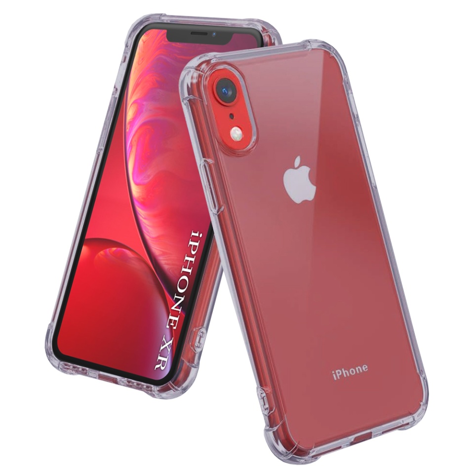 Husa pentru iPhone XR, SKYDDAR INNOVATION, Shockproof Clear Silicone, Silicon Slim, set cu sticker, Fumuriu