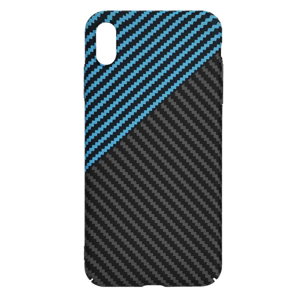 Husa pentru iPhone XS Max, Finisaj Premium cu Textura de Carbon, Design Elegant, SKDR CarbonFlex - Bleu - 3 | YEO