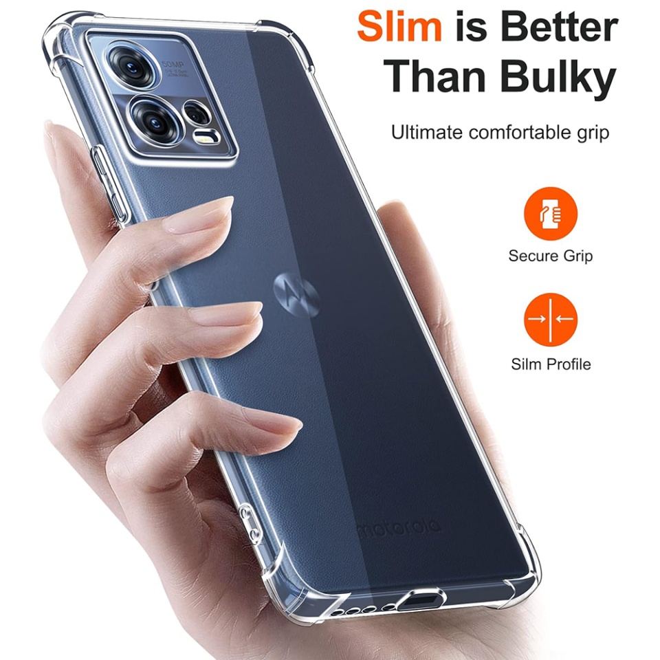 Husa pentru Motorola Edge 30 Fusion , SKYDDAR INNOVATION, Shockproof Clear din Silicon Slim, Transparenta, set cu sticker - 1 | YEO