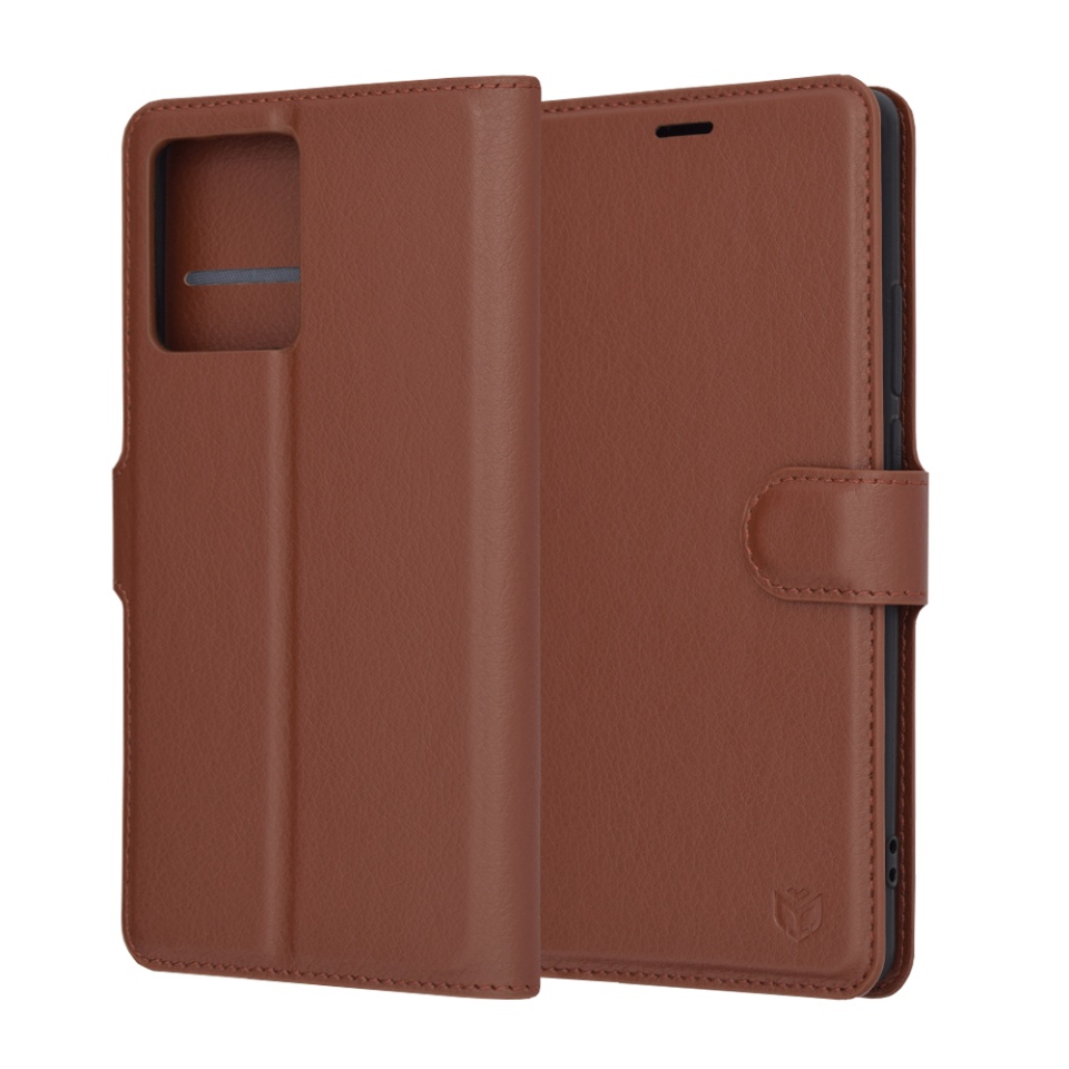 Husa pentru Motorola Edge 40 / Edge (2023) tip Carte, cu Portofel Interior, Finisaje Premium, SKYDDAR Leather Wallet - Maro
