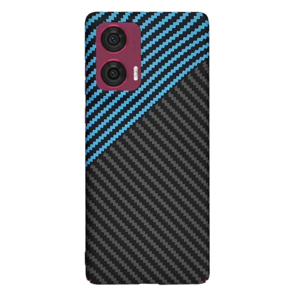 Husa pentru Motorola Edge 50 Fusion, Finisaj Premium cu Textura de Carbon, Design Elegant, SKDR CarbonFlex - Bleu - 2 | YEO