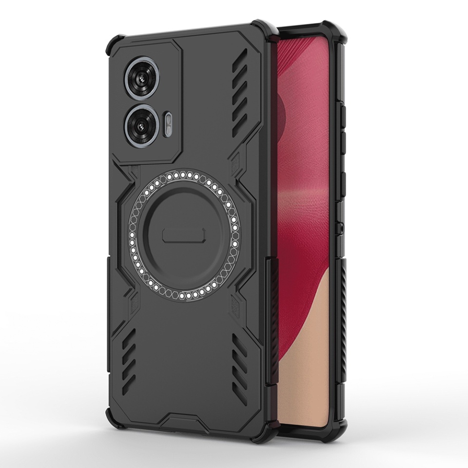 Husa pentru Motorola Edge 50 Fusion, SKYDDAR INOVATION, ArmorMag, Magsafe, set cu sticker, Negru