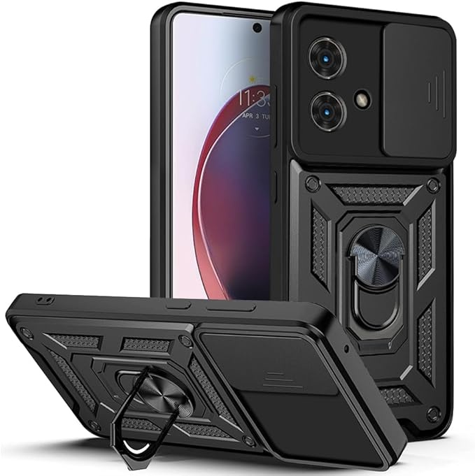 Husa pentru Motorola Edge 50 Neo cu inel magnetic si protectie camera Skyddar CamShield - Negru