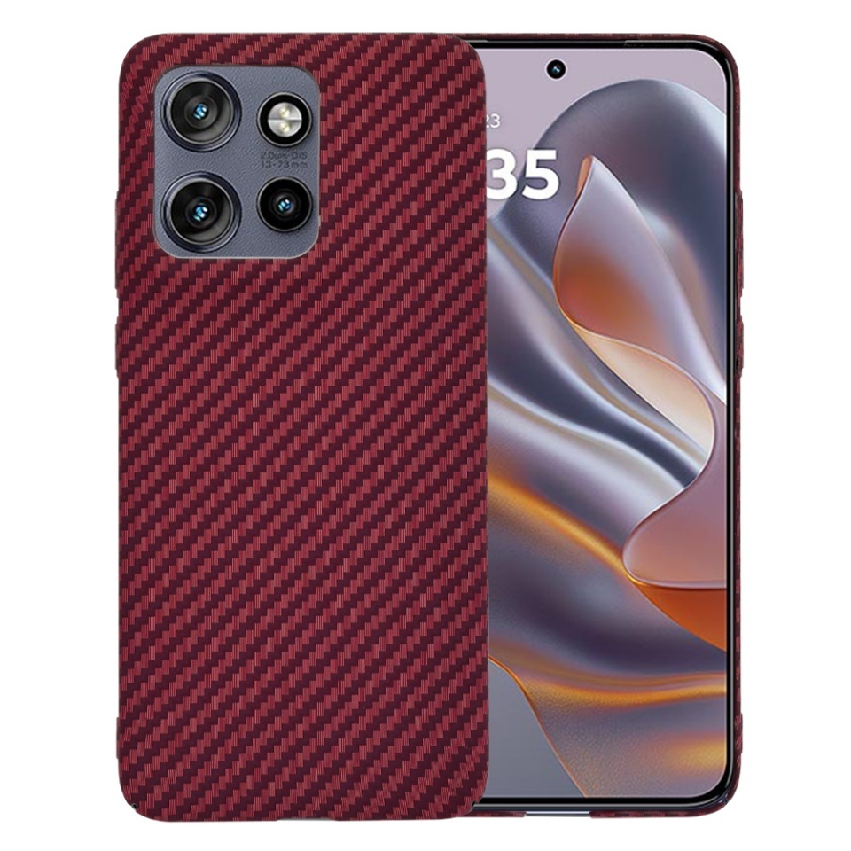 Husa pentru Motorola Edge 50 Neo / Edge 60 Neo, SKYDDAR INNOVATION, textura carbon, Carbonite FiberShell, set cu sticker, Rosu,