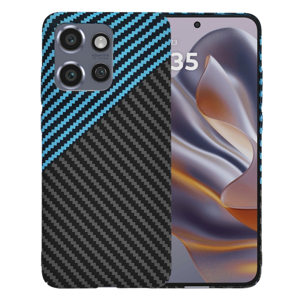 Husa pentru Motorola Edge 50 Neo / ThinkPhone 25, Finisaj Premium cu Textura de Carbon, Design Elegant, SKDR CarbonFlex - Bleu