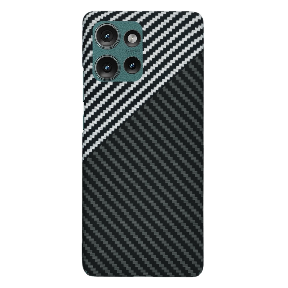 Husa pentru Motorola Edge 50, SKYDDAR INNOVATION, textura carbon, Carbonite FiberShell, set cu sticker, Gri, - 2 | YEO