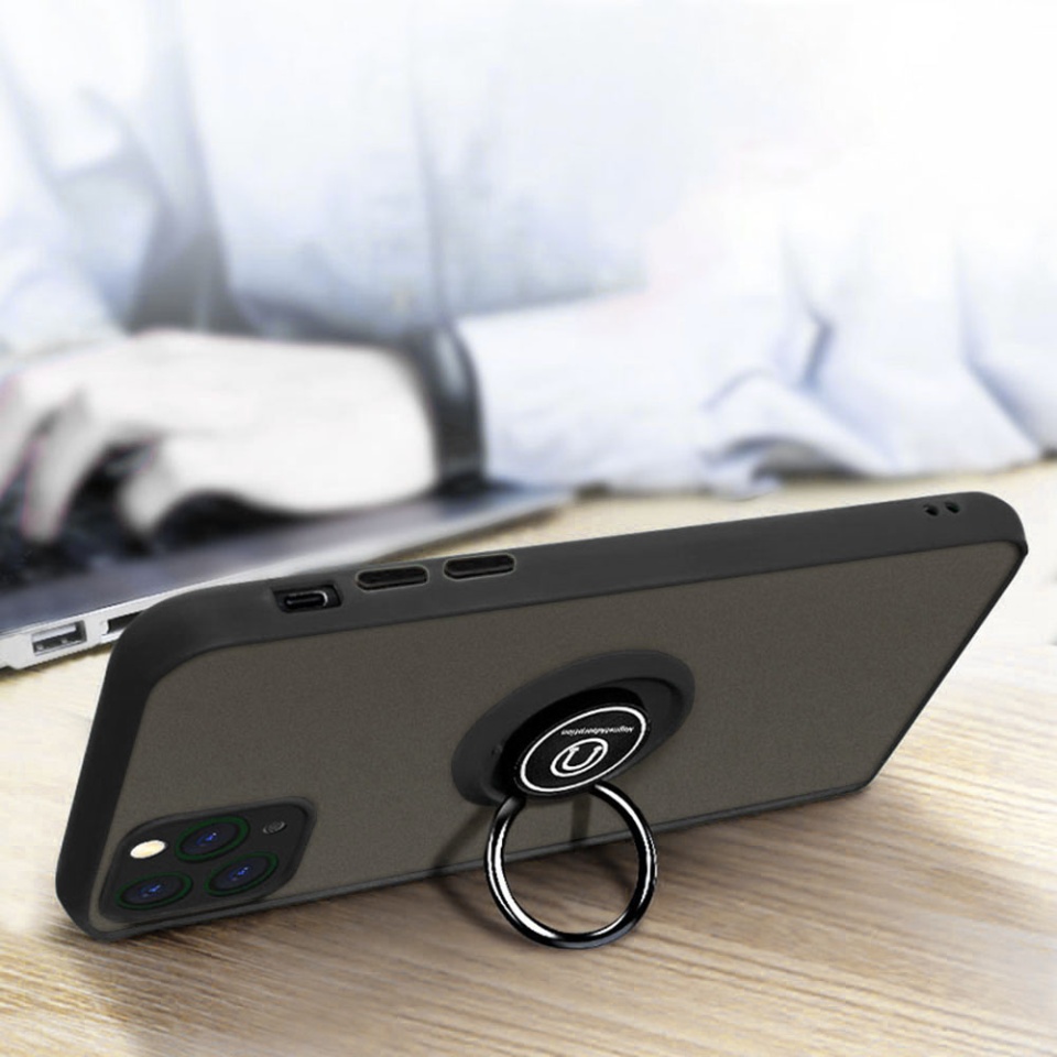 Husa pentru Motorola Edge 50 Ultra, SKYDDAR INNOVATION, Glinth cu Inel Rotativ 360° Magnetic, Negru, set cu sticker - 1 | YEO