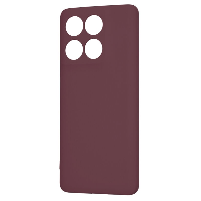 Husa pentru Motorola Edge 60 Fusion, SKYDDAR INNOVATION, din Silicon Catifelat, SoftElegance , Bordo, set cu sticker - 3 | YEO