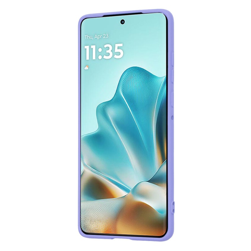 Husa pentru Motorola Edge 60 Fusion, SKYDDAR INNOVATION, din Silicon Catifelat, SoftElegance , Violet, set cu sticker - 1 | YEO