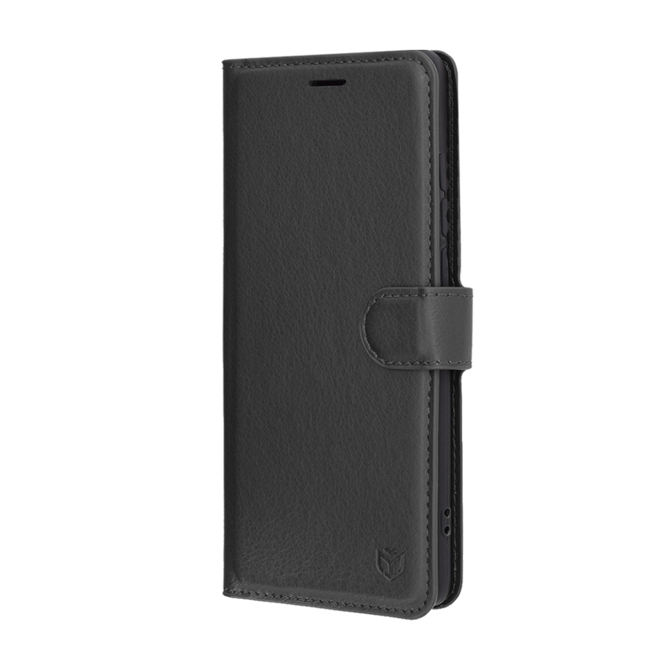 Husa pentru Motorola Edge 60 Fusion, SKYDDAR INNOVATION, Leather Wallet, tip Carte, cu Portofel Interior, Finisaje Premium, Negru, set cu sticker - 3 | YEO