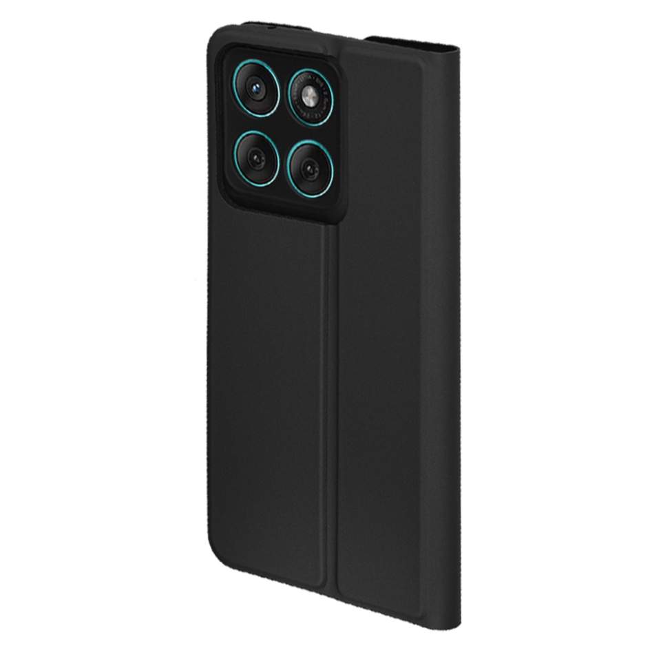Husa pentru Motorola Edge 60 Fusion, SKYDDAR INNOVATION, Magskin Book, tip Carte cu Portofel Interior, Negru, set cu sticker - 1 | YEO